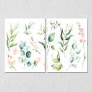 Botanical Foliage Leaves Drawing, Set Of 2