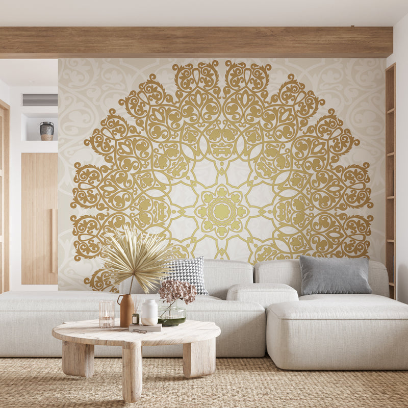 Golden Circular Design Wallpaper