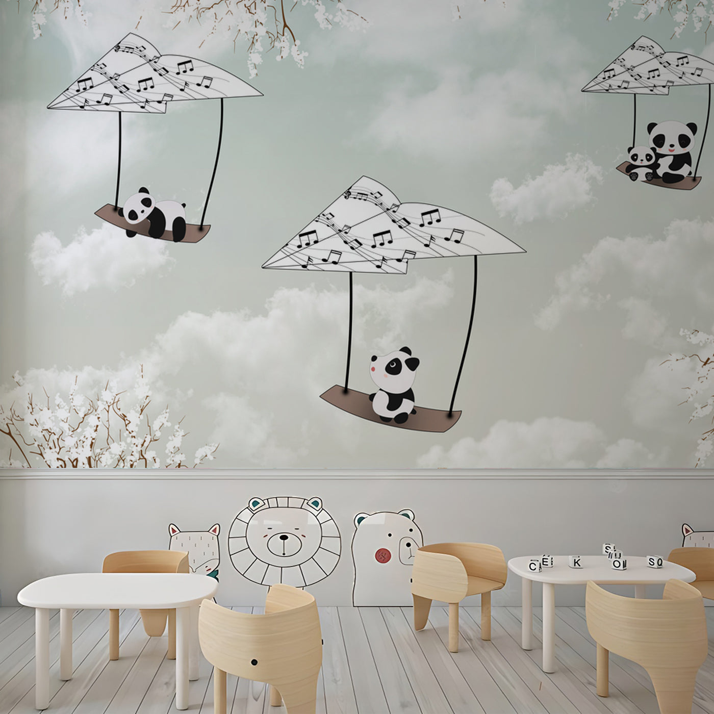 Panda Vinyl School Wallpaper
