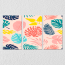 Multicolour Monstera Wall Art, Set Of 3