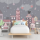 Pastel Building in City Landscape, Kids Wallpaper