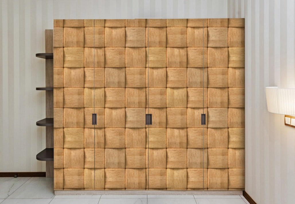 Brow 3D Square Knot Pattern Self Adhesive Sticker For Wardrobe
