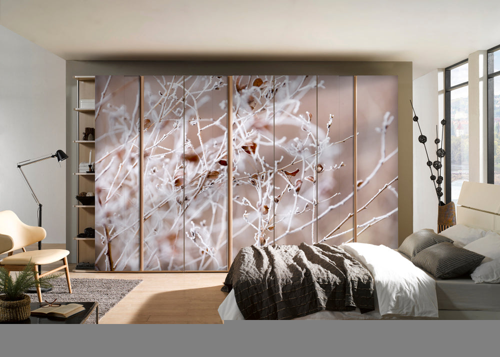 White Plants No Leafs Painting Self Adhesive Sticker For Wardrobe