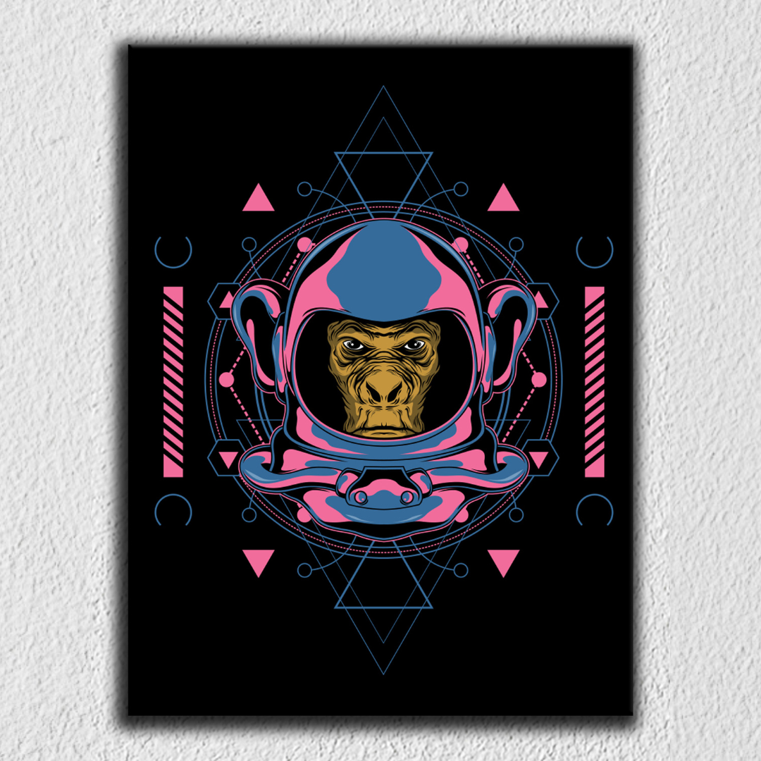 Monkey Pink Blue Space Art