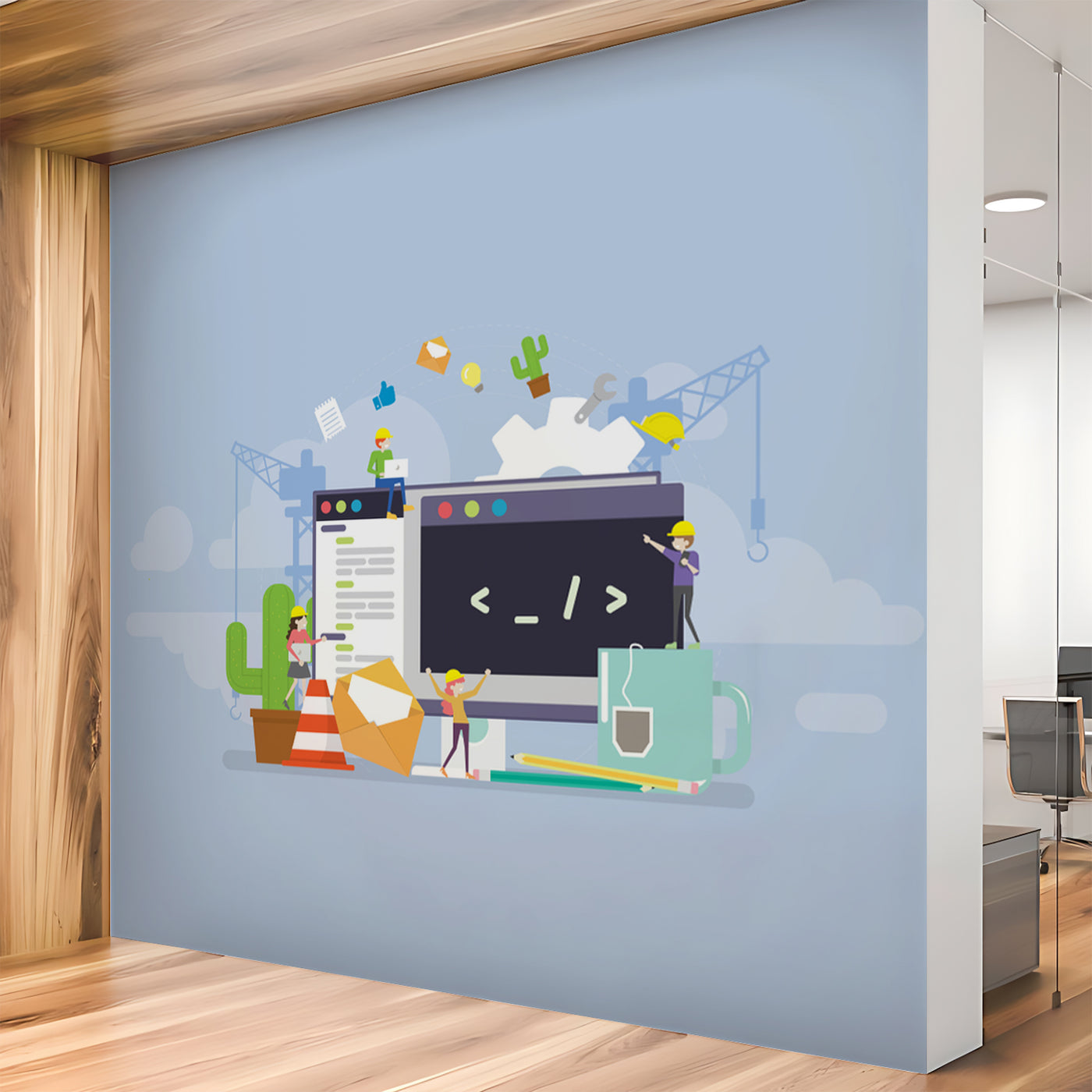 Office Group Decor Wallpaper