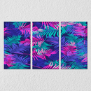 Pink, Green And Blue Palm Leaves Wall Art, Set Of 3