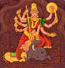 Hunting Lion Durga Painting Self Adhesive Sticker Poster