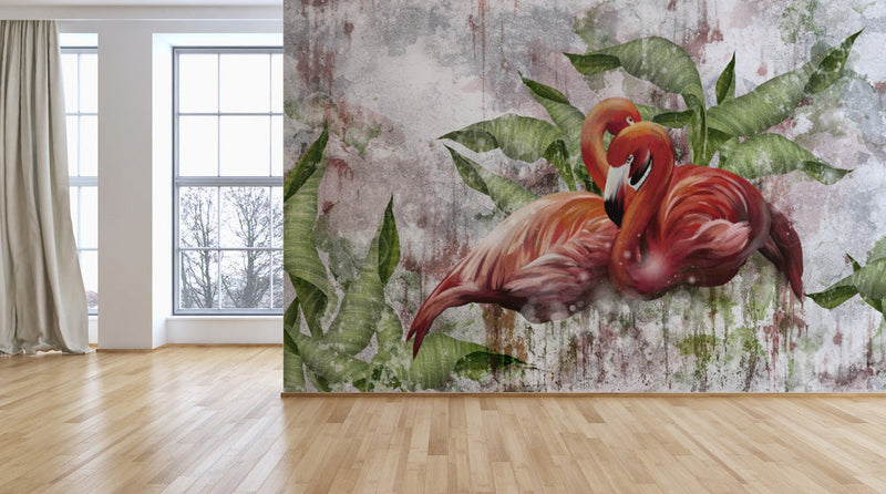 Tropical Beautiful Flamingos Wallpaper
