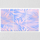 Pink And Blue Palm Leaf Wall Art, Set Of 3