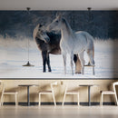White Horses Split Art Wallpaper