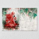 Red Flamingo Wall Art, Set Of 2