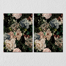 Flower Bunch On Black Wall Art, Set Of 2
