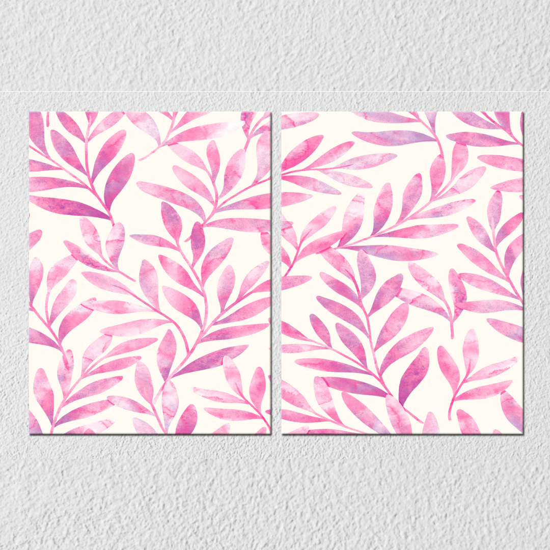 Pink And White Leaf Bunch, Set Of 2