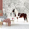 Snow Tree Brown Horse Wallpaper