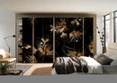Black Gold Flower Art Self Adhesive Sticker For Wardrobe