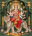Durga On Tiger Self Adhesive Sticker Poster