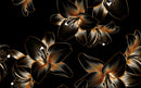 Black Gold Flower Art Self Adhesive Sticker For Wardrobe