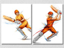 Cricket Batsman Wall Art , Set Of 2