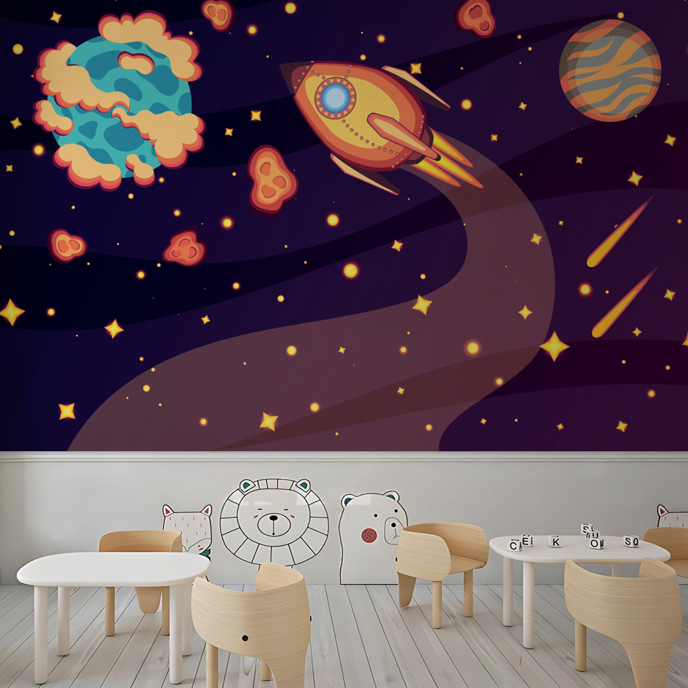 Space Craft Nursery Wallpaper