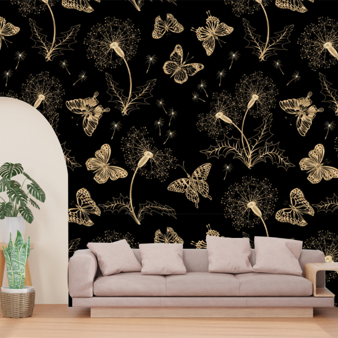 Yellow Butterfly Dark Wallpaper