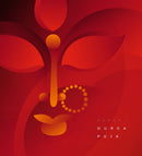 Red Shaded Durga Art Self Adhesive Sticker Poster