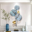 Artificial Metal Blue Flower Wall Art