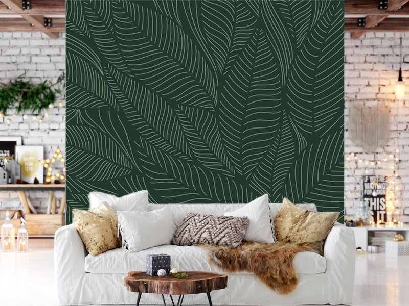 Leaves Botanical Modern Art Customized Wallpaper