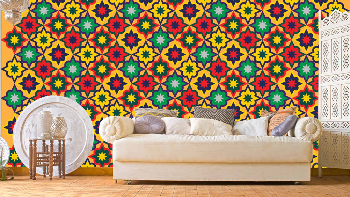 Red Blue Green Pattern Wallpaper