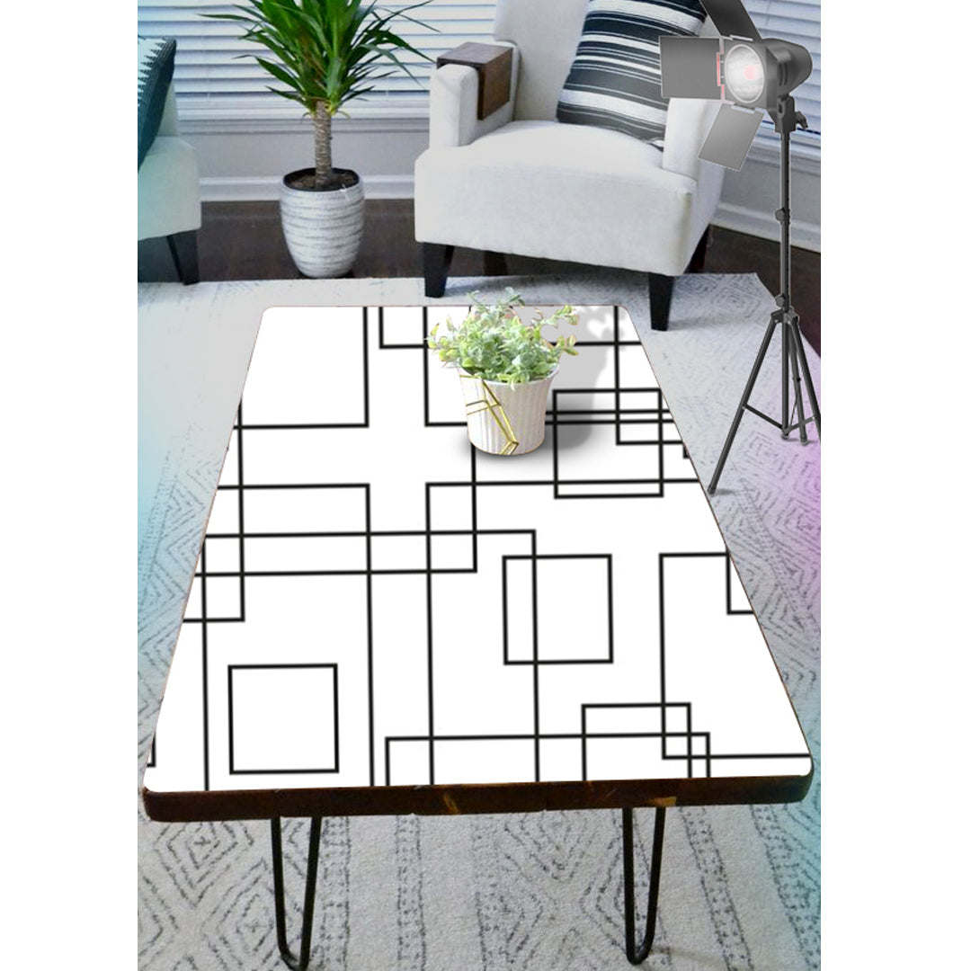 Black Rays On White Art Self Adhesive Sticker For Table
