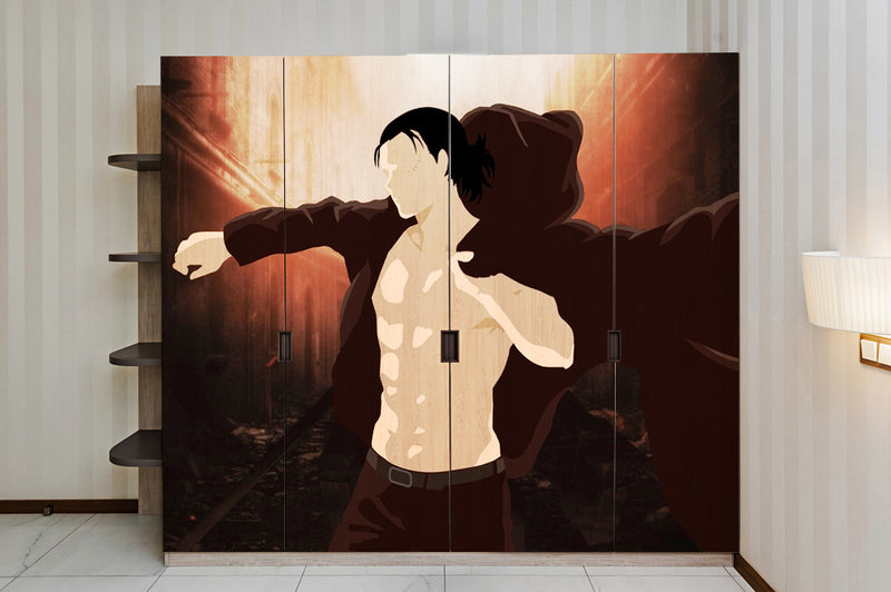Painting Of Man Self Adhesive Sticker For Wardrobe