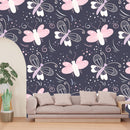 Pink & White Butterfly With Blue Wallpaper