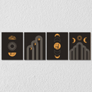 Black Golden Moon Phases, Set Of 4