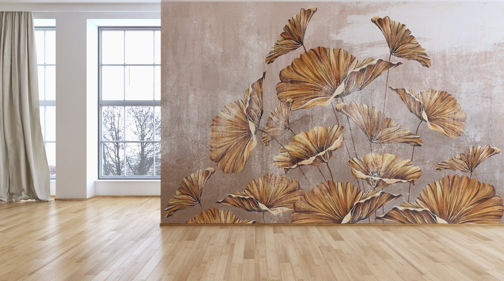 Tropical Orange Exquisite Floral Wallpaper