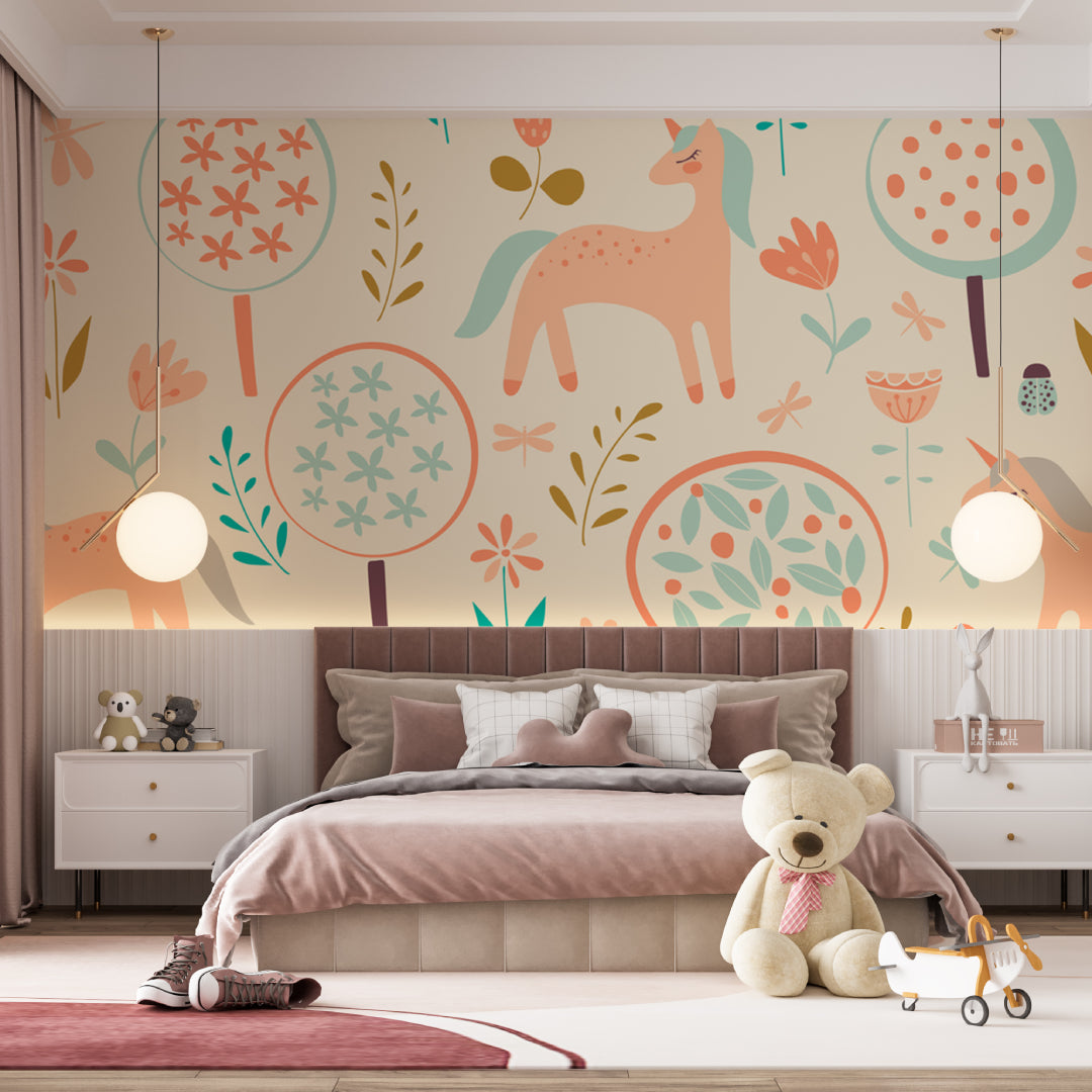 Orange Horse Kids Wallpaper