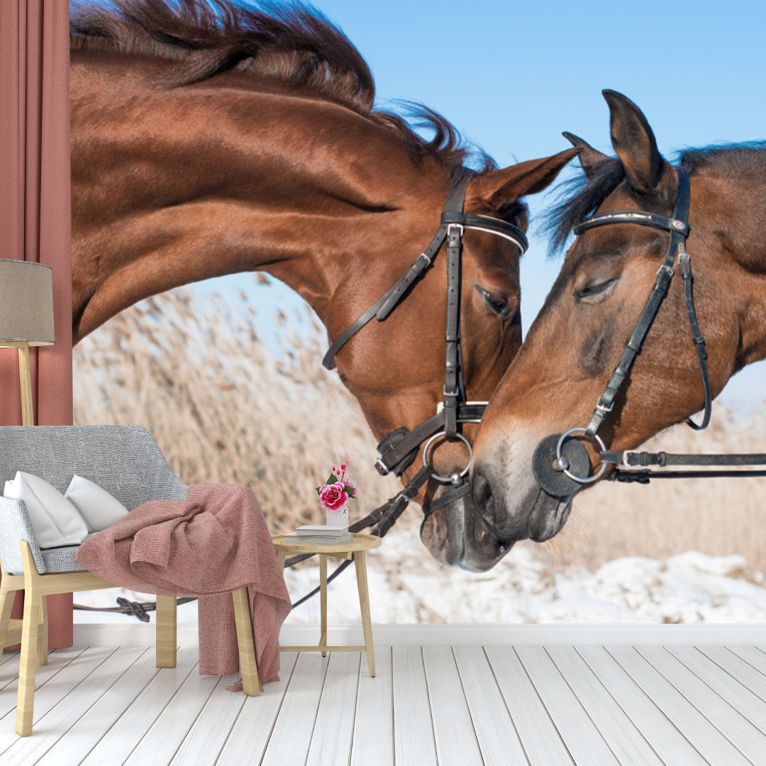Two Loving Horse Wallpaper