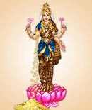 Standing Laxmi With Coins Self Adhesive Sticker Poster