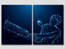 Cricket Batsman Wall Art , Set Of 2