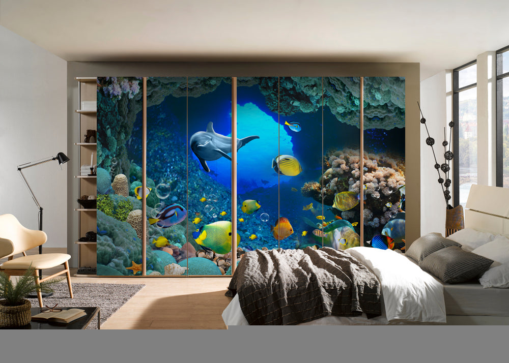 Underwater World Self Adhesive Sticker For Wardrobe