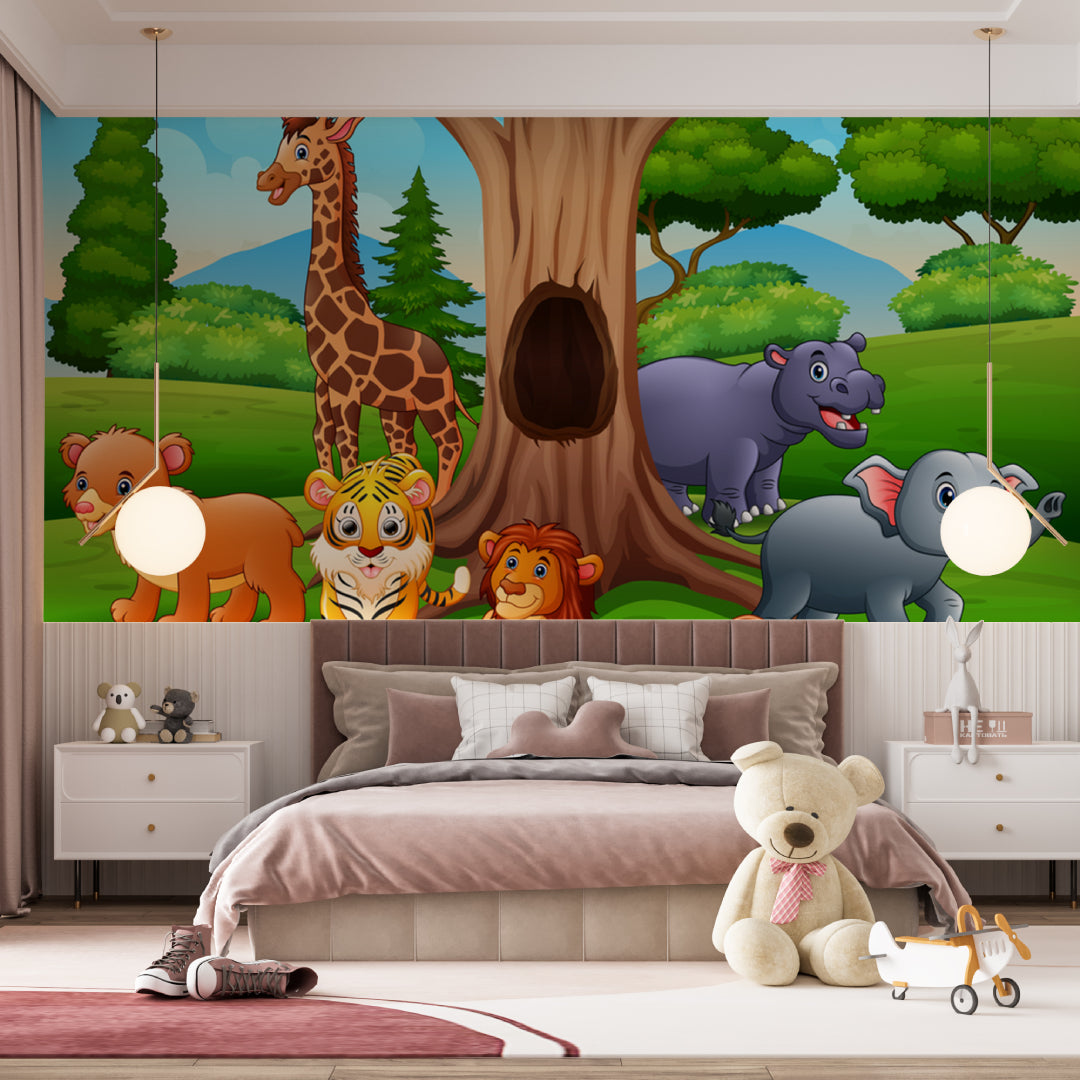 Animal Cartoon Play Wallpaper