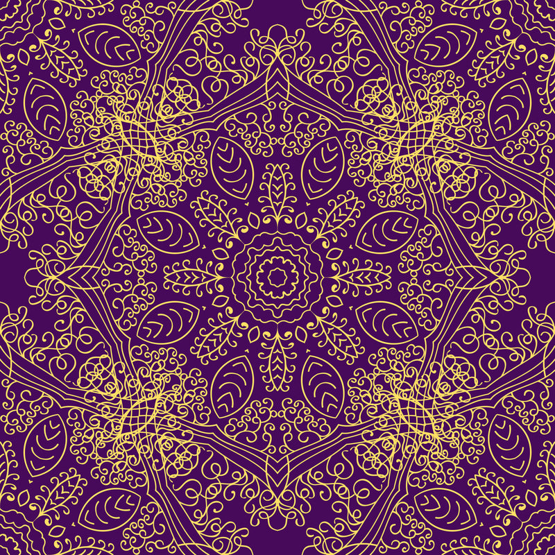 Golden Purple Mandala Art Self Adhesive Sticker For Table
