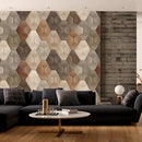 3D Brown tiles Customised Wallpaper