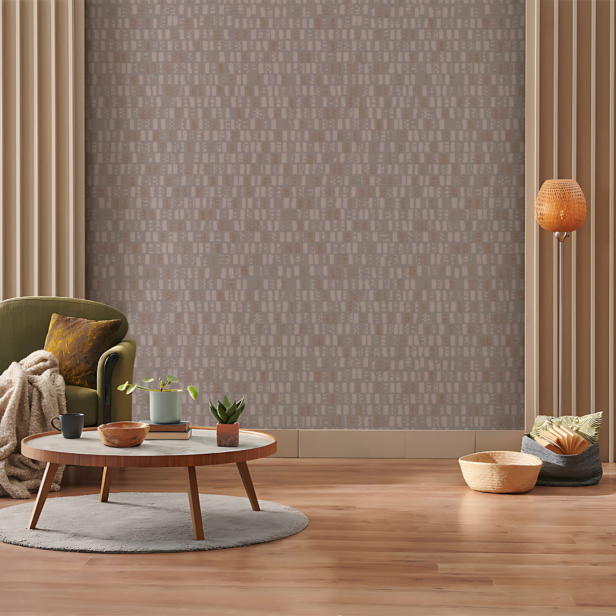Omega Hand Drawn Textile Weave Texture Wallpaper