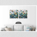 Blue Green White Abstract Art, Set Of 2