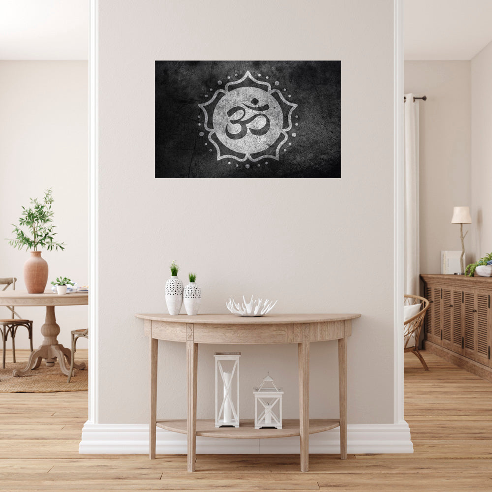 Black White Om Art Self Adhesive Sticker Poster