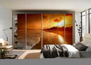 Sunset On Beach Self Adhesive Sticker For Wardrobe