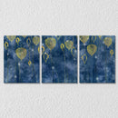 Blue golden leaves Set of 3