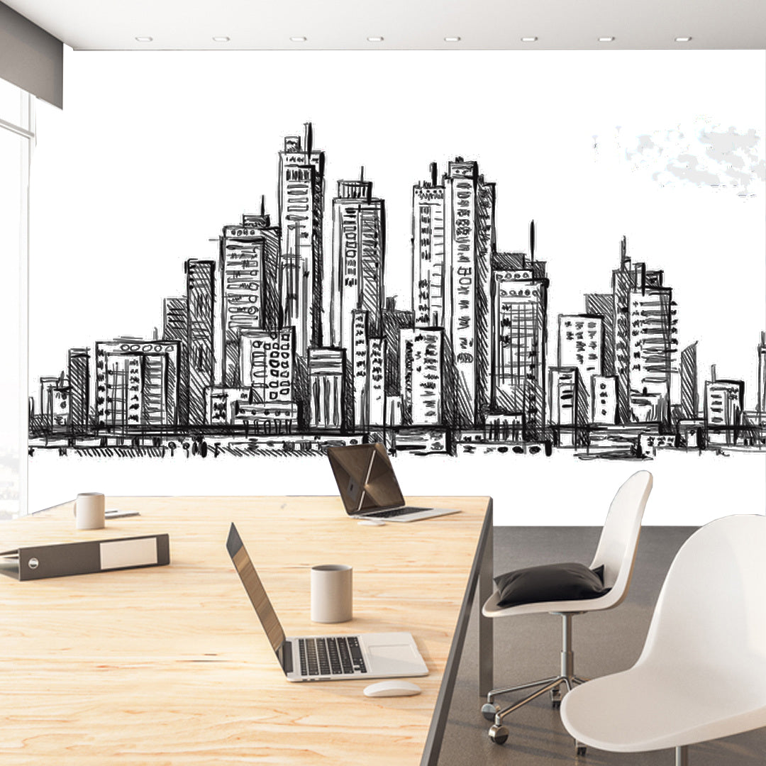Large Doodle City Wallpaper