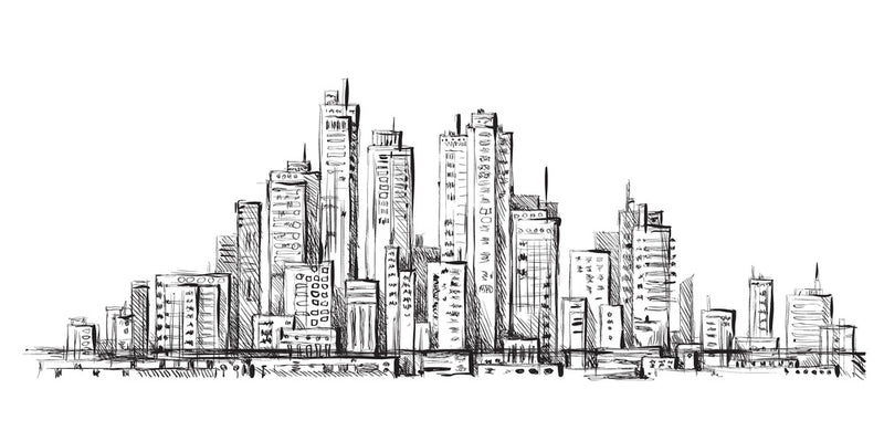 Large Doodle City Wallpaper