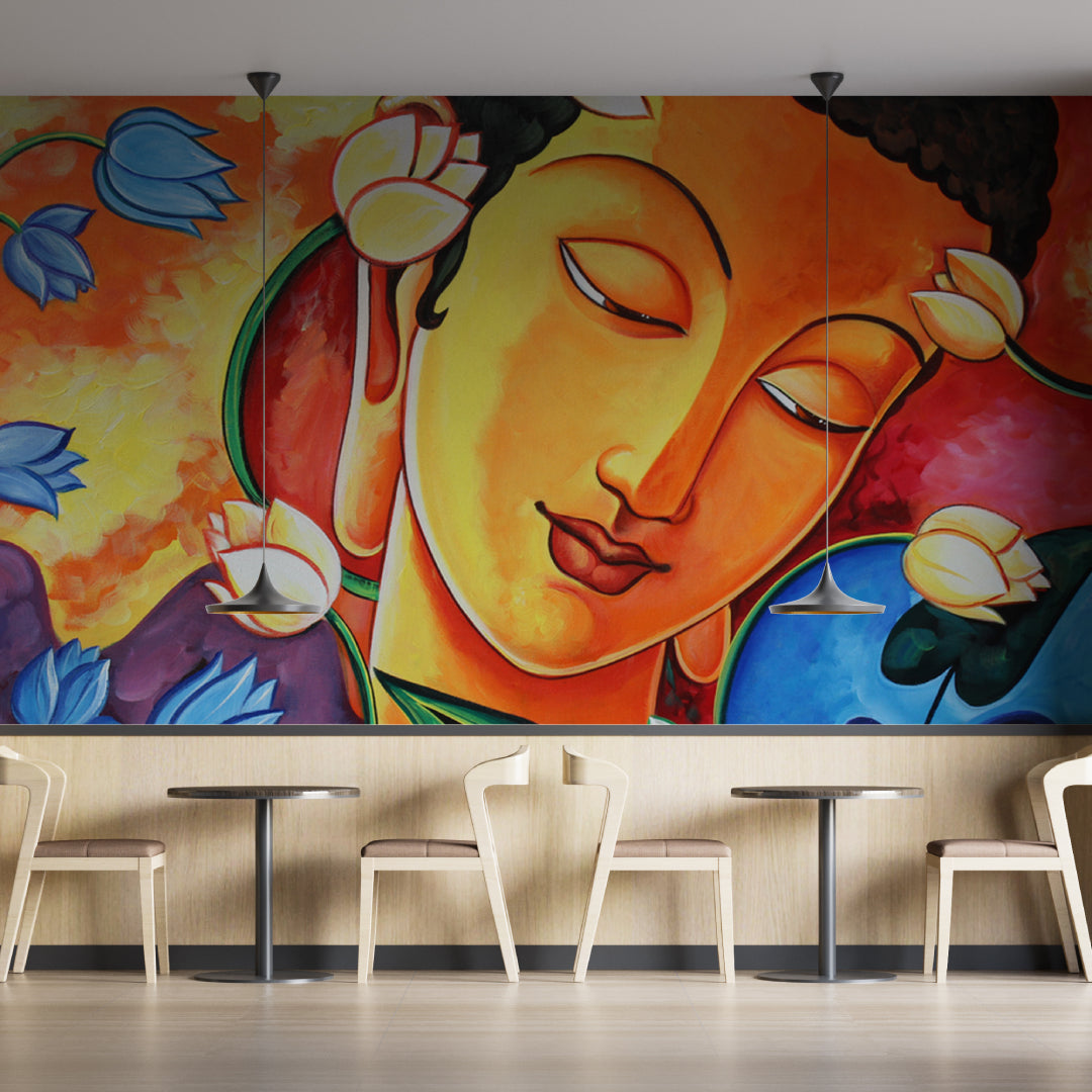 Lotus Buddha Painting Wallpaper