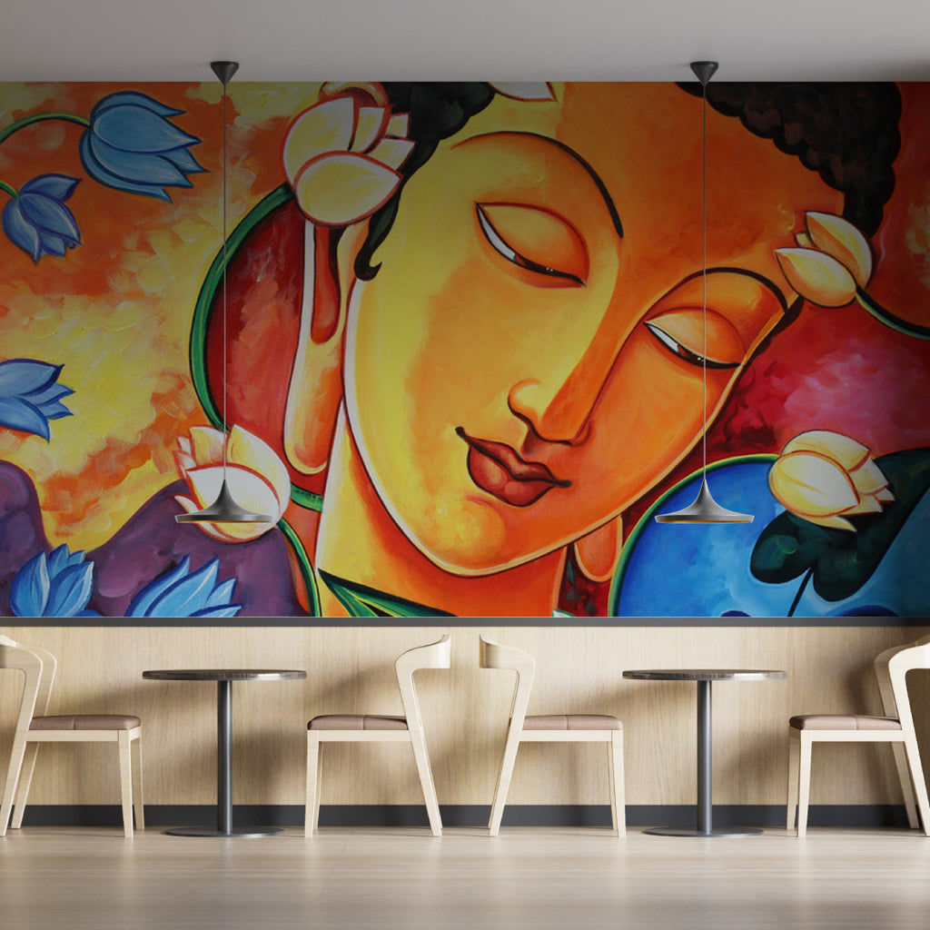 Lotus Buddha Painting Wallpaper – Myindianthings, image size:1024x1024